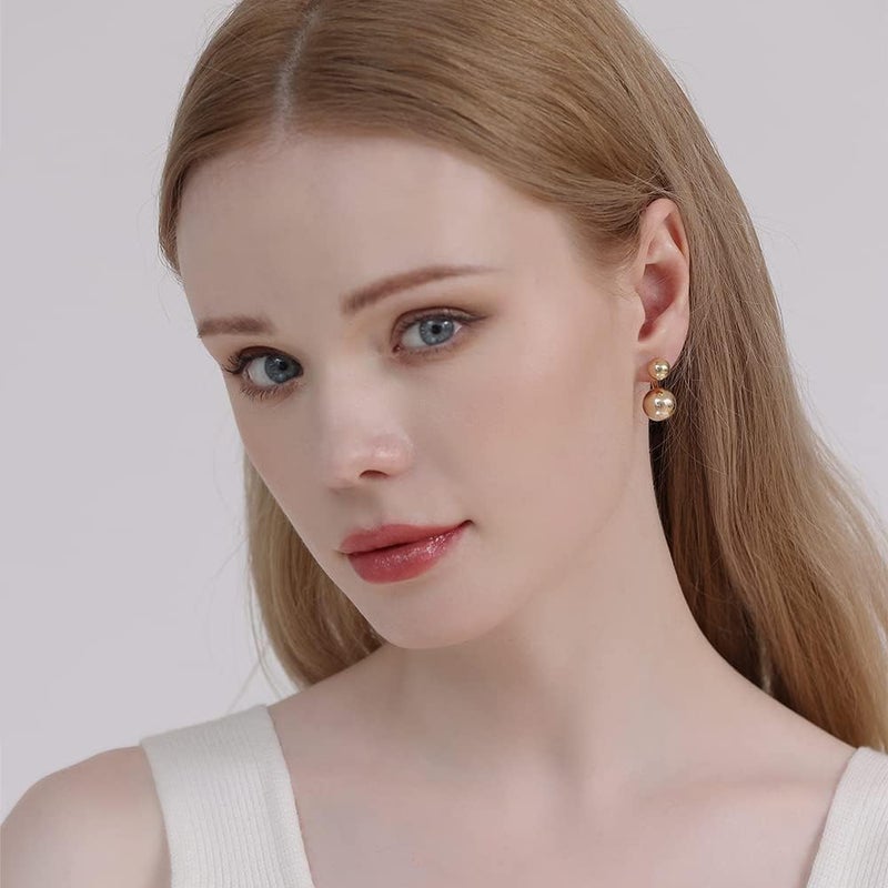 Surrounded Forest Store Double Ball Jacket Earrings for Women Front Back 2 in 1 Stud Earrings Pearl Ball Earrings - Image 5